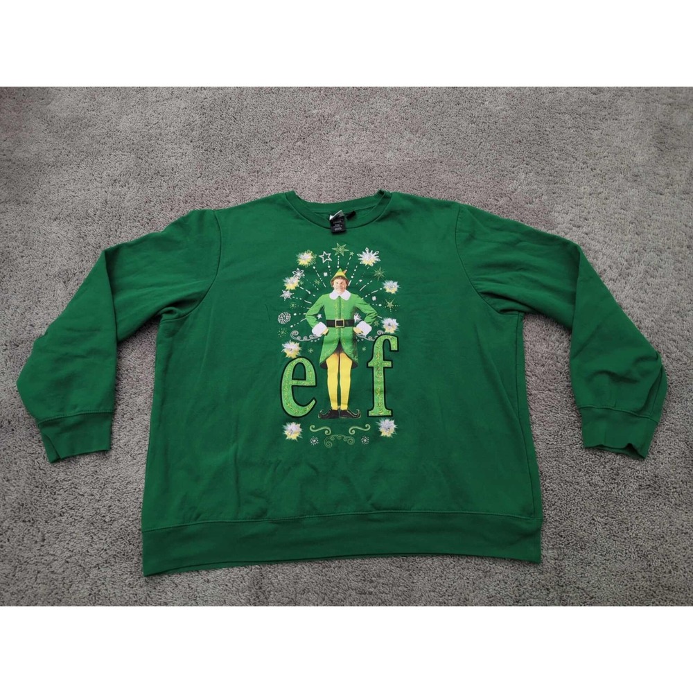Elf Pullover Sweater Mens 3XL‎ Green Light Up Christmas Holiday Sweater